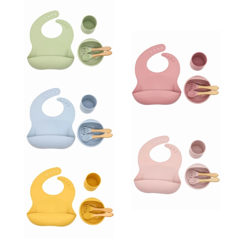 77HD 5 Pcs Baby Silicone Bib Cup Suction Bowl Spoon Fork Set Training Feeding Food Dinner Plate Dish Utensil Tableware Kit
77HD 5 Pcs Baby Silicone Bib Cup Suction Bowl Spoon Fork Set Training Feeding Food Dinner Plate Dish Utensil Tableware Kit