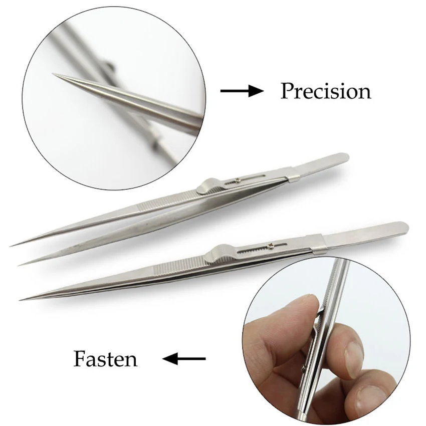 

1PC Precision Adjustable Slide Lock Anti Static Tweezers Jewelry Electronic Component Tightly Holding Repair Tools Eyelash Clip