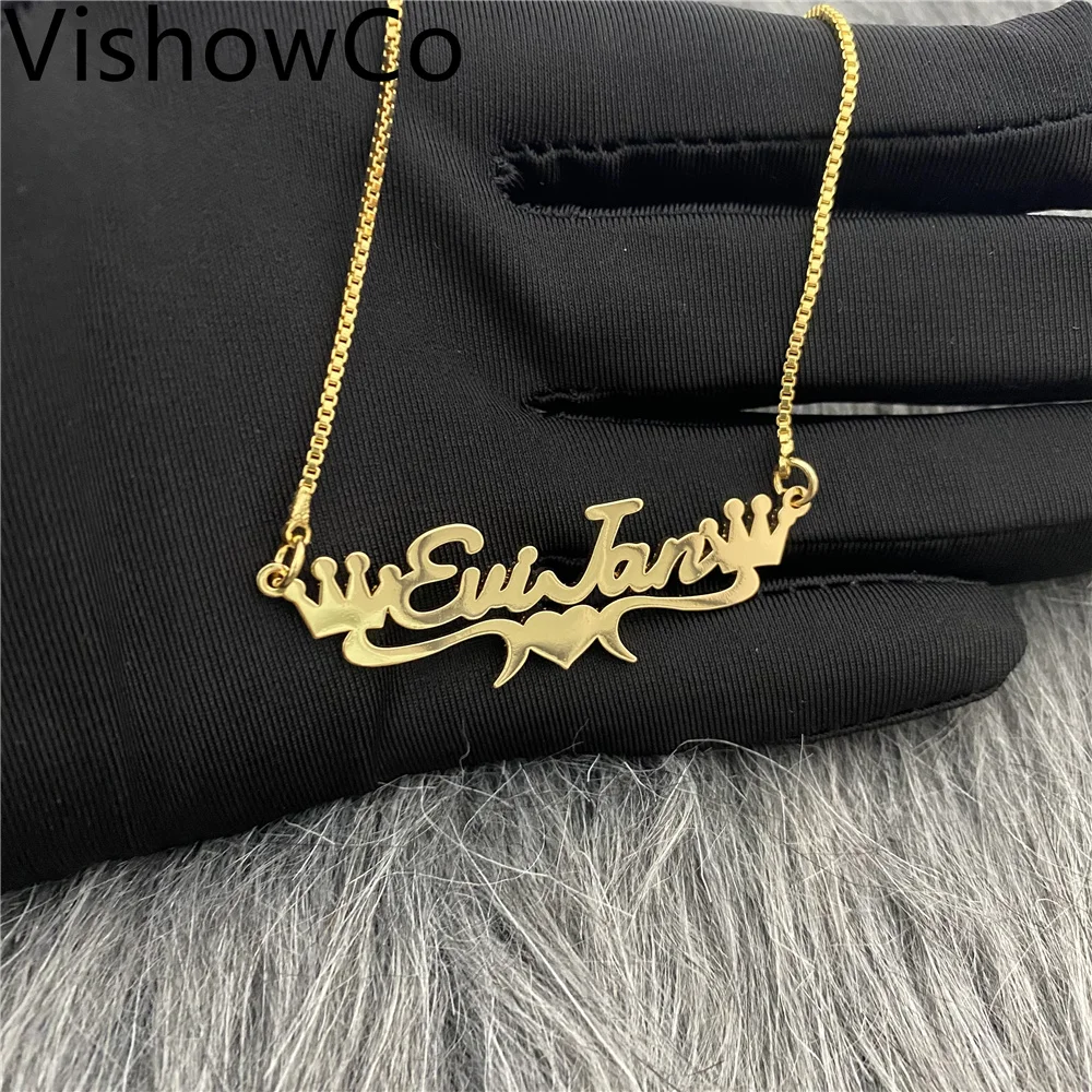 Ожерелье из нержавеющей стали VishowCo ручной работы с именем на заказ