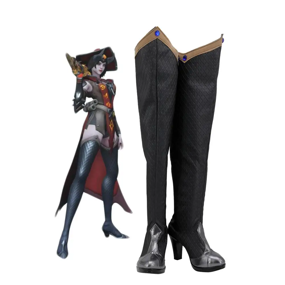 Сапоги для косплея OW Ashe Warlock, ботфорты на высоком каблуке, черные сапоги унисекс, по индивидуальному заказу
Сапоги для косплея OW Ashe Warlock, ботфорты на высоком каблуке, черные сапоги унисекс, по индивидуальному заказу