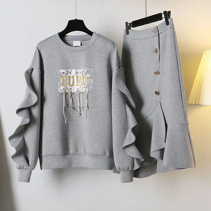 Sister Fara Spring Autumn Women's Mermaid Skirt Two Piece Costume Large Size 3XL Woman 2 Piece Set Skirt Irregular Sweatshirt
Sister Fara Spring Autumn Women's Mermaid Skirt Two Piece Costume Large Size 3XL Woman 2 Piece Set Skirt Irregular Sweatshirt