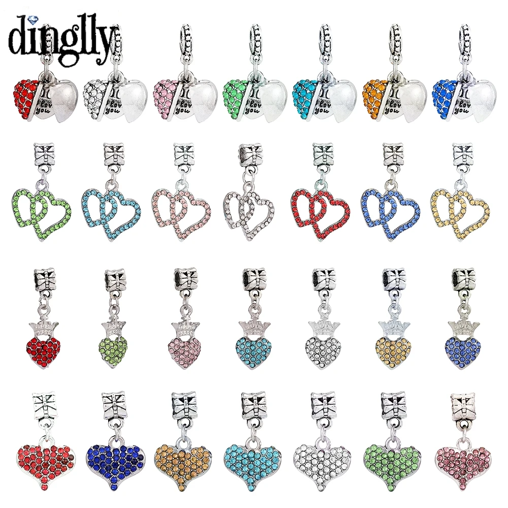 Dinglly 7 Color Heart Pendant Rhinestone Charm For Diy Bracelets & Necklace Couples Family Jewelry Accessories Beads Gift
Dinglly 7 Color Heart Pendant Rhinestone Charm For Diy Bracelets & Necklace Couples Family Jewelry Accessories Beads Gift