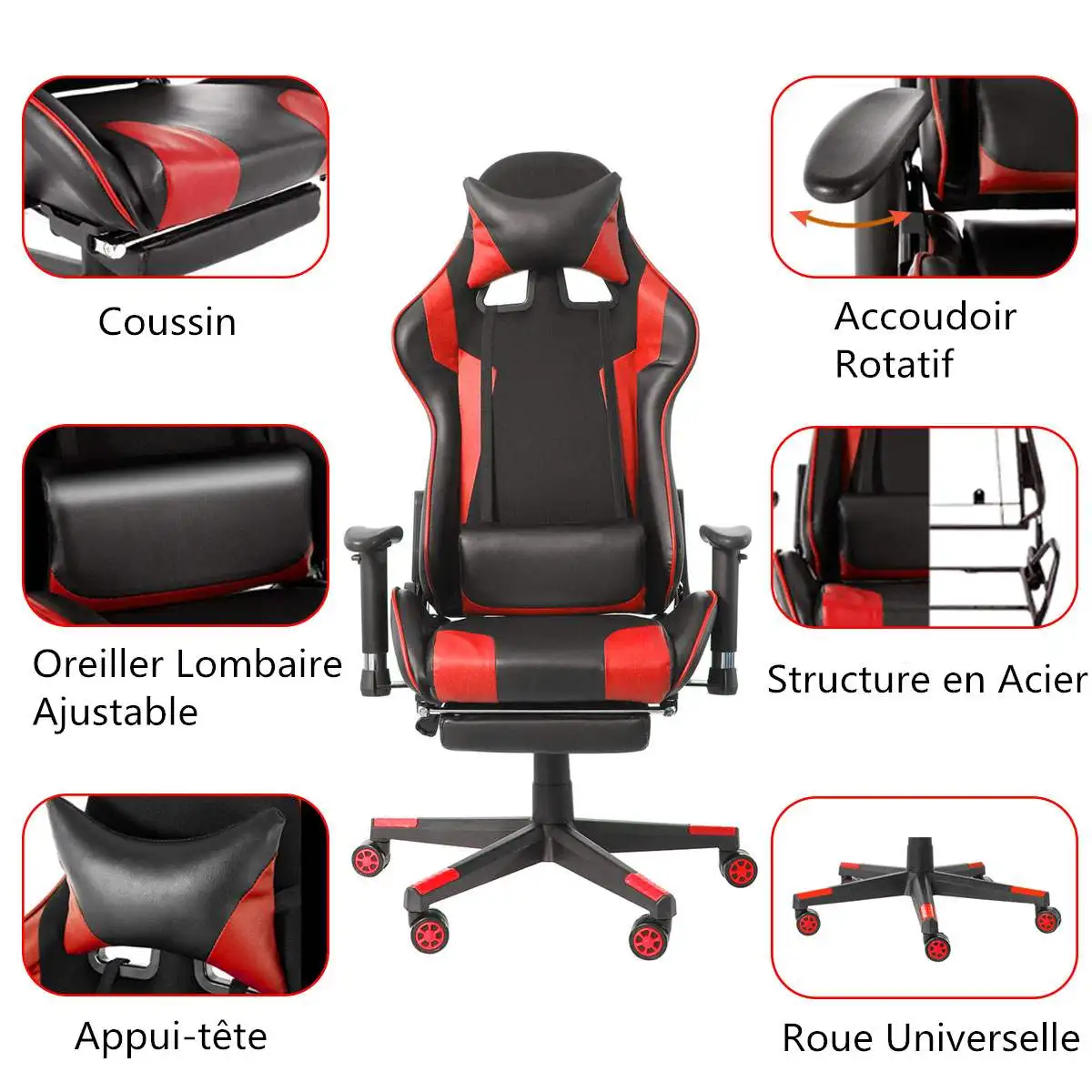 Office Chair Adjustable Armrests High-Back PU Leather Laptop Desk Chair Gaming Armchair with Footrest for Home Office Furniture
Office Chair Adjustable Armrests High-Back PU Leather Laptop Desk Chair Gaming Armchair with Footrest for Home Office Furniture