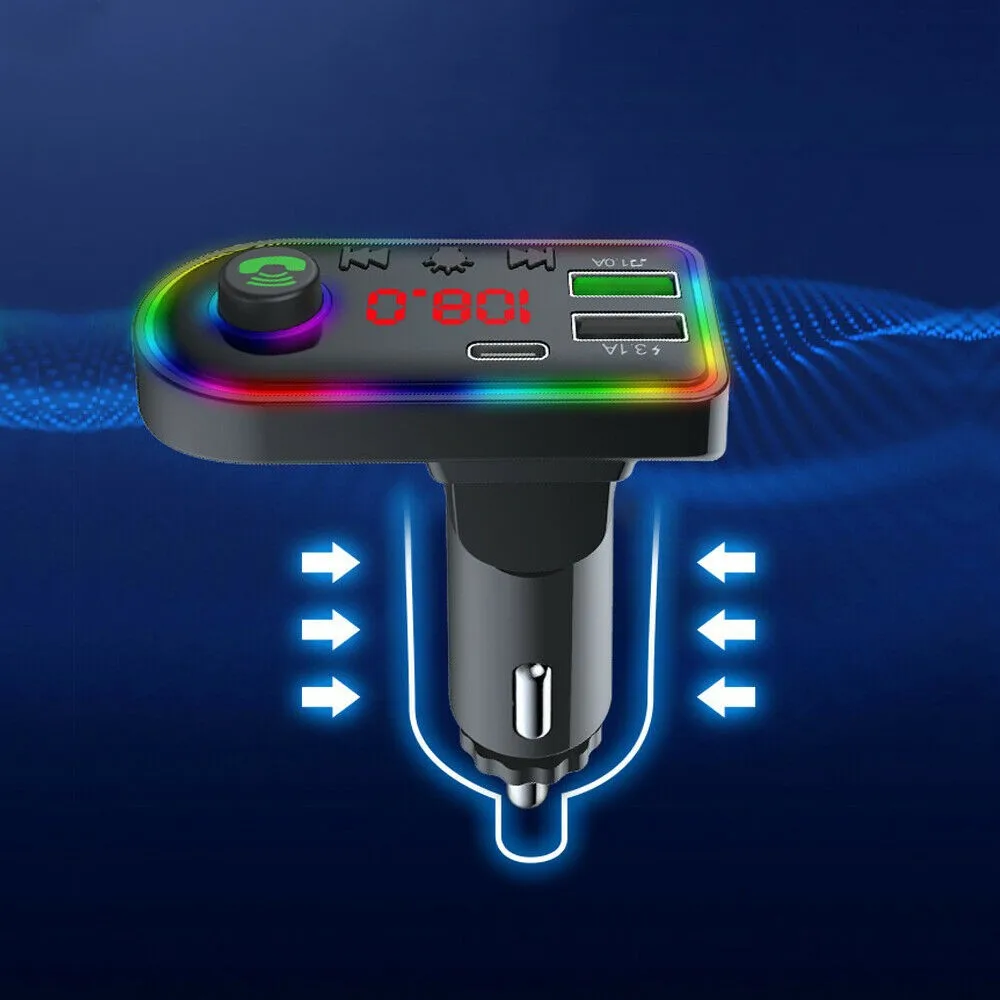 5,0 FM Bluetooth 7-цветный адаптер Автомобильное зарядное устройство двойной USB светодиодный передатчик Type-C
5,0 FM Bluetooth 7-цветный адаптер Автомобильное зарядное устройство двойной USB светодиодный передатчик Type-C