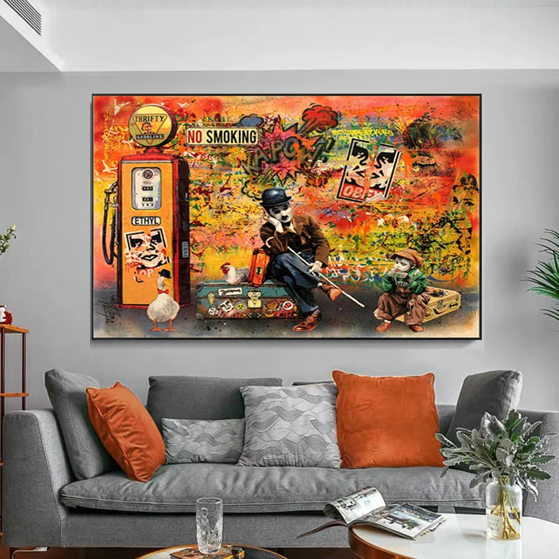 Graffiti Art Chaplin and Boy Posters and Prints Canvas Paintings Wall Art Pictures for Living Room Decor (No Frame)
Graffiti Art Chaplin and Boy Posters and Prints Canvas Paintings Wall Art Pictures for Living Room Decor (No Frame)