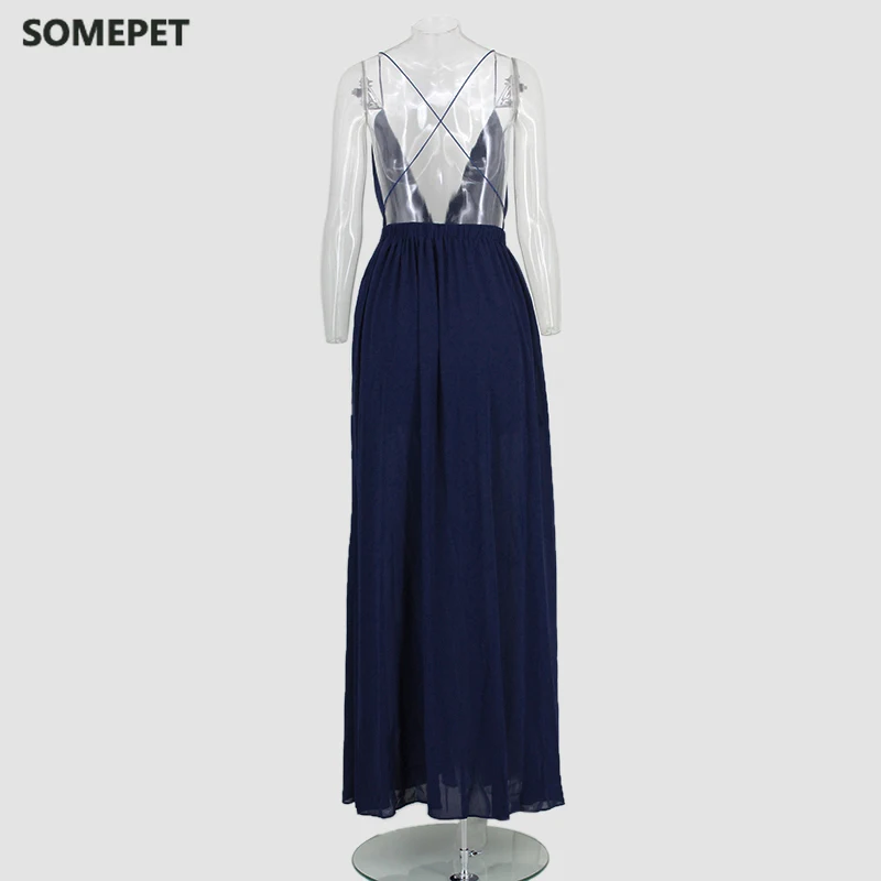 Summer Maxi Dress Women Solid Color Sexy Deep V-Neck Sleeveless Spaghetti Strap Backless High Split Long Sundress Vestidos
Summer Maxi Dress Women Solid Color Sexy Deep V-Neck Sleeveless Spaghetti Strap Backless High Split Long Sundress Vestidos