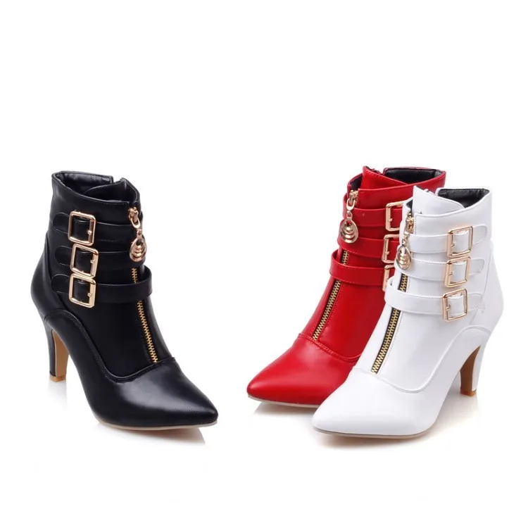 Belt Buckle Black Women's Boots Plus Size White Short Boots Pointed Toe Ankle Boots Ladies Party Wedding Shoes Autumn
Belt Buckle Black Women's Boots Plus Size White Short Boots Pointed Toe Ankle Boots Ladies Party Wedding Shoes Autumn