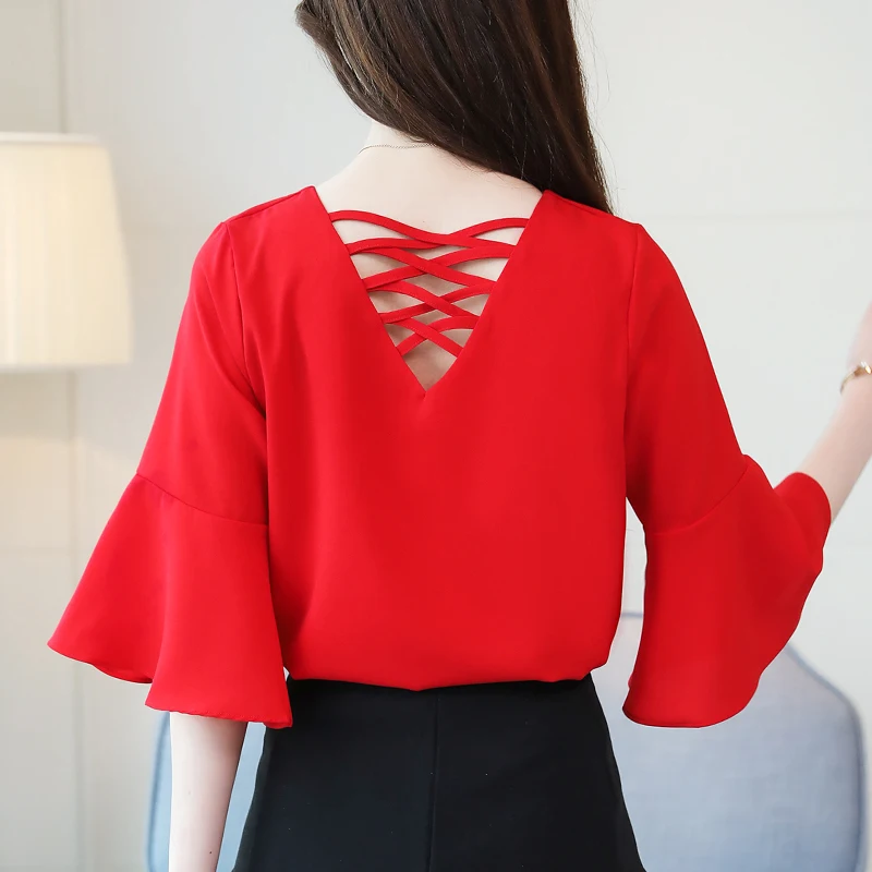 Red Chiffon Blouse Shirt Summer 2019 New Fashion blusa Half-Sleeve Women Top V-Neck Female Sexy Elegant Women's Clothing 832i
Red Chiffon Blouse Shirt Summer 2019 New Fashion blusa Half-Sleeve Women Top V-Neck Female Sexy Elegant Women's Clothing 832i