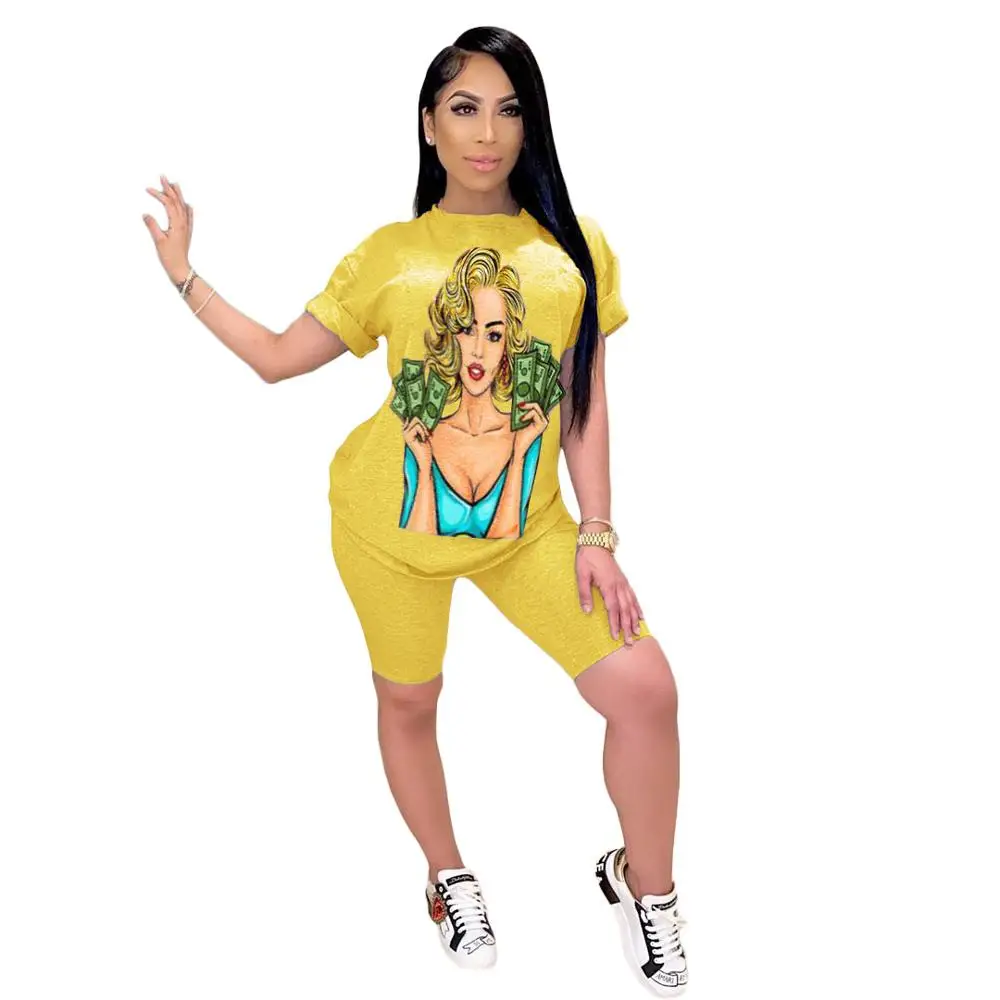 New ladies casual suit printed round-neck short-sleeved T-shirt and shorts two-piece running fitness club sport suit
New ladies casual suit printed round-neck short-sleeved T-shirt and shorts two-piece running fitness club sport suit