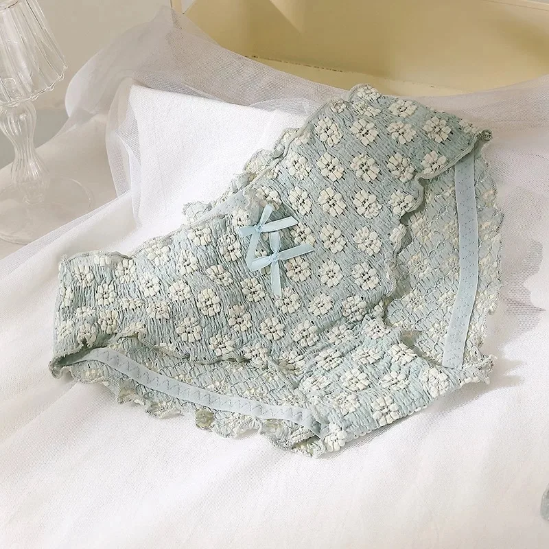 Summer Floral Fashion Ladies Panties Bubble Hollow Out Double Bow Underpants Comfortable Mid-waist Cute Underwear Student Sweet
Summer Floral Fashion Ladies Panties Bubble Hollow Out Double Bow Underpants Comfortable Mid-waist Cute Underwear Student Sweet