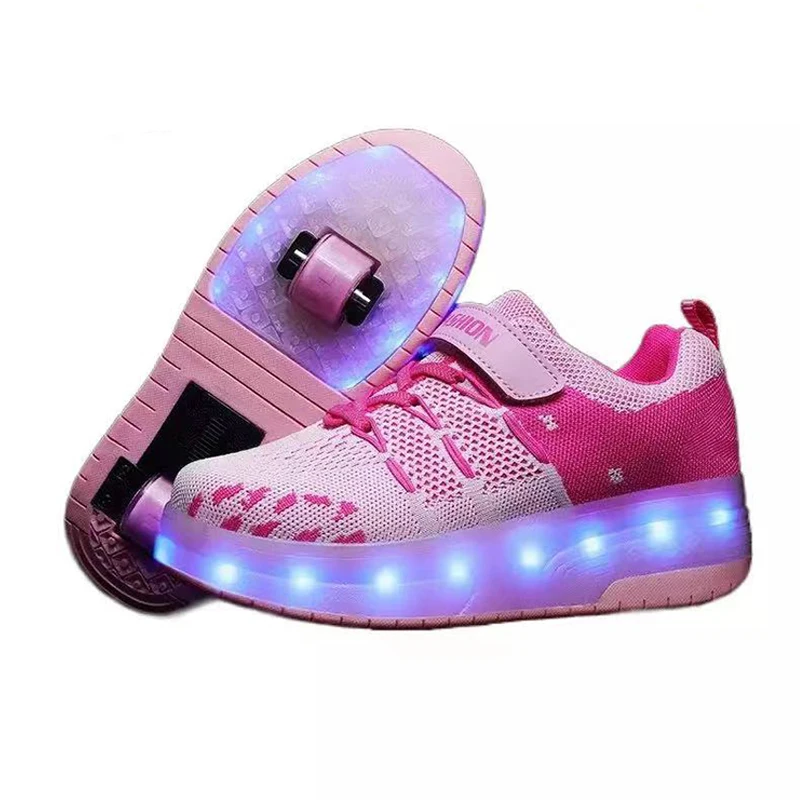 Children Two Wheels Luminous Sneakers Black Pink Led Light Glowing Roller Skate Shoes Kids Led Shoes for Boys Girls USB Charging 
Children Two Wheels Luminous Sneakers Black Pink Led Light Glowing Roller Skate Shoes Kids Led Shoes for Boys Girls USB Charging