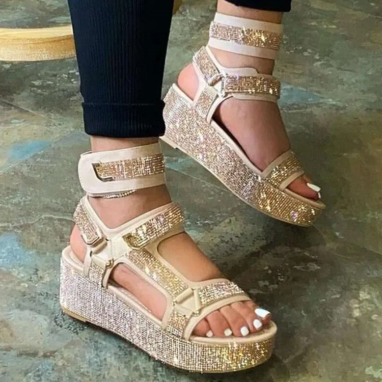 Fashion Platform Sandals Women Shoes 2021 New Summer Bling Crystal Super Women Open Toe Sandals Wedge Chunky Gladiator Sandals 
Fashion Platform Sandals Women Shoes 2021 New Summer Bling Crystal Super Women Open Toe Sandals Wedge Chunky Gladiator Sandals