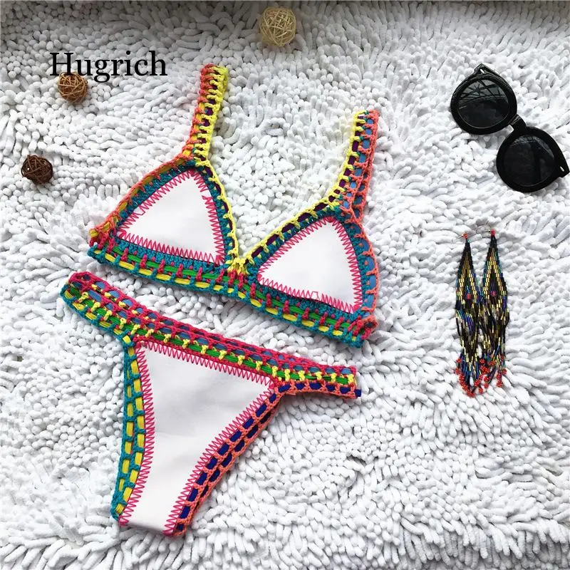 Bikini 2021 Women Handmade Crochet Knit Swimwear Halter Patchwork Bathing Suit Swimsuit Biquini Thong Bikini
Bikini 2021 Women Handmade Crochet Knit Swimwear Halter Patchwork Bathing Suit Swimsuit Biquini Thong Bikini