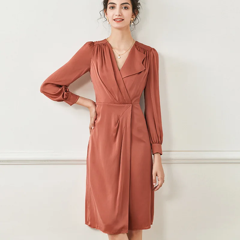 Fashion Pale Mauve Natural Silk V Neck Dresses High Waist French Dress Knee-length Solid Elegant Women Party Dress Vestido
Fashion Pale Mauve Natural Silk V Neck Dresses High Waist French Dress Knee-length Solid Elegant Women Party Dress Vestido