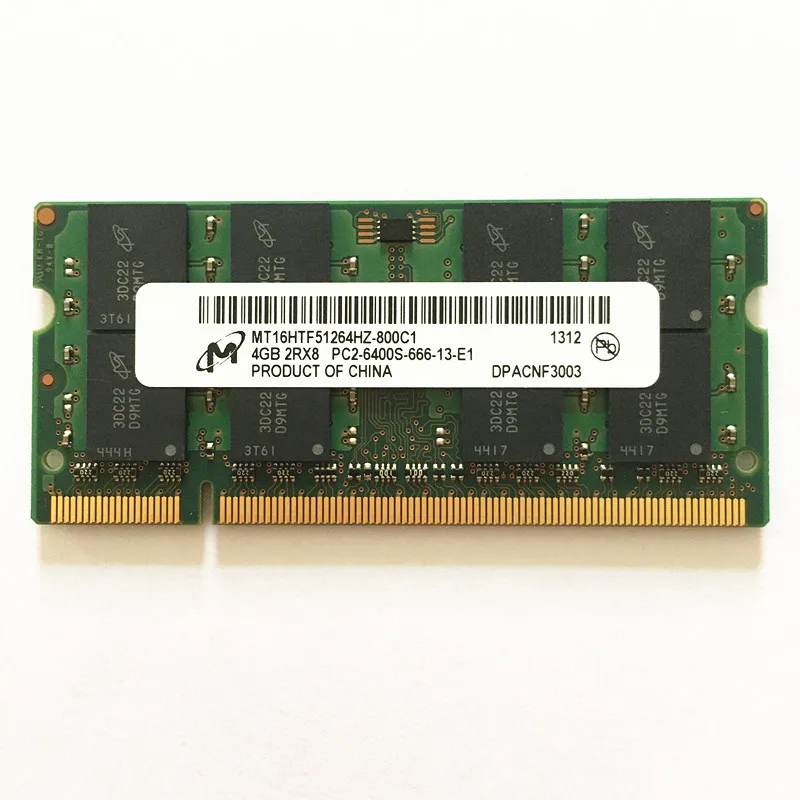 Оперативная память для ноутбука Micron DDR2 4 Гб RAM 800 МГц 2Rx8 PC2 6400S 666 ГБ ddr2