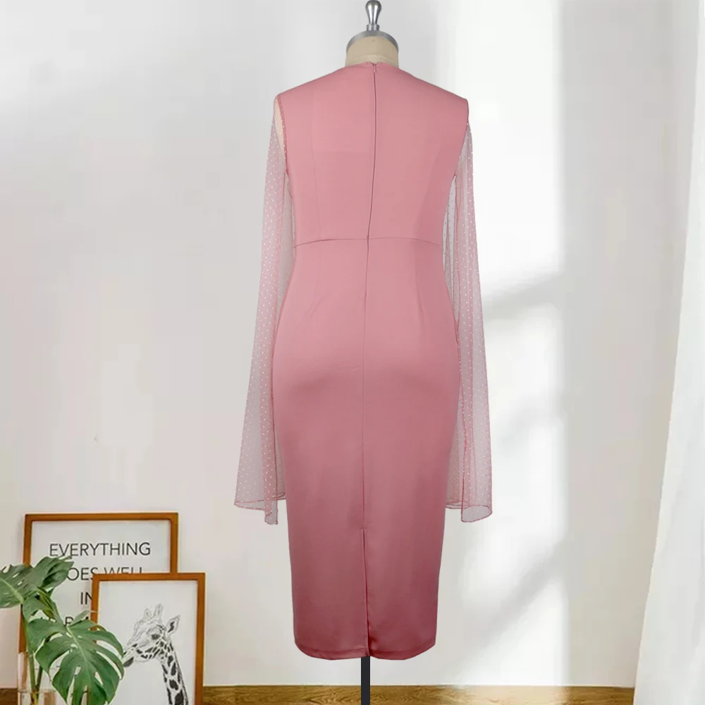Classy Women Pink Dress Tulle Cloak Sleeve Cut Out Midi Dress Plus Large Size Elegant Sexy Evening Party Night Cocktail Outfits
Classy Women Pink Dress Tulle Cloak Sleeve Cut Out Midi Dress Plus Large Size Elegant Sexy Evening Party Night Cocktail Outfits