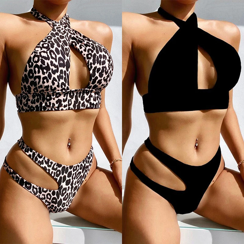 Sexy Bikini 2021 Hollow Out Swimsuit Women Swimwear Black Leopard Bikini Set Bandage Beachwear Swimming Suit For Women WF044
Sexy Bikini 2021 Hollow Out Swimsuit Women Swimwear Black Leopard Bikini Set Bandage Beachwear Swimming Suit For Women WF044
