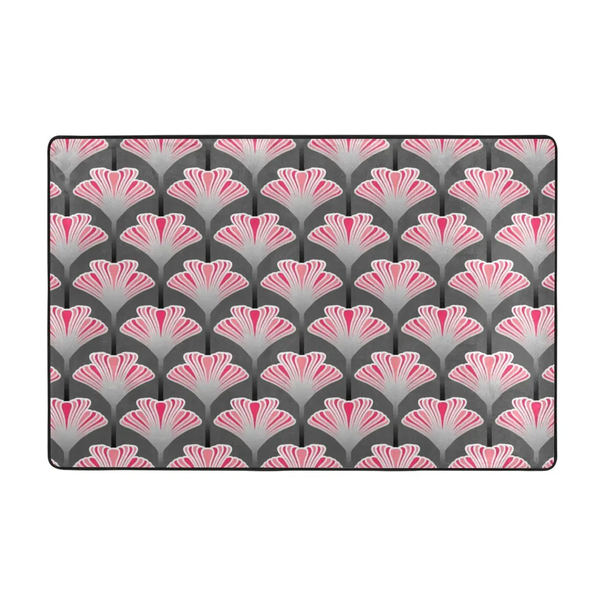 

Lily Grey And Coral Pink Doormat Carpet Mat Rug Polyester Non-Slip Floor Decor Bath Bathroom Kitchen Living Room 60*90