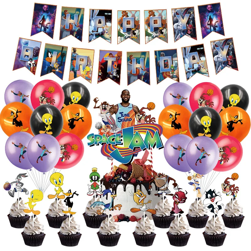 Space Jam Birthday Party Decorations Happy Birthday Banner Cake Topper Latex Balloons Cartoon Birthday Party Favors For Kids
Space Jam Birthday Party Decorations Happy Birthday Banner Cake Topper Latex Balloons Cartoon Birthday Party Favors For Kids