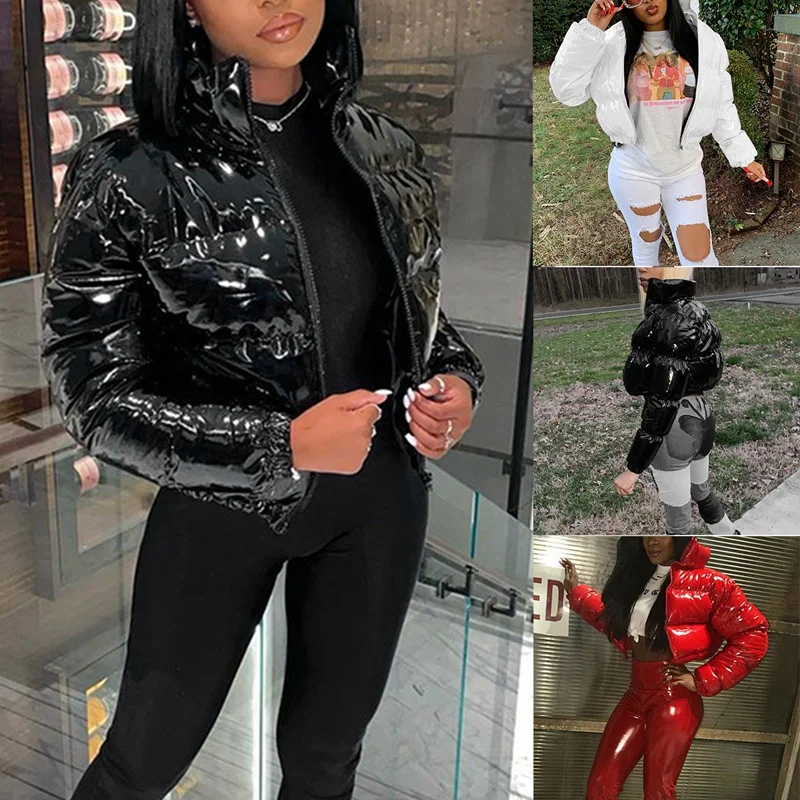 Women Winter Down Coat Casual PU Leather Long Sleeve Stand Collar Thick Warm Bubble Coat Cropped Puffer Outfit
Women Winter Down Coat Casual PU Leather Long Sleeve Stand Collar Thick Warm Bubble Coat Cropped Puffer Outfit