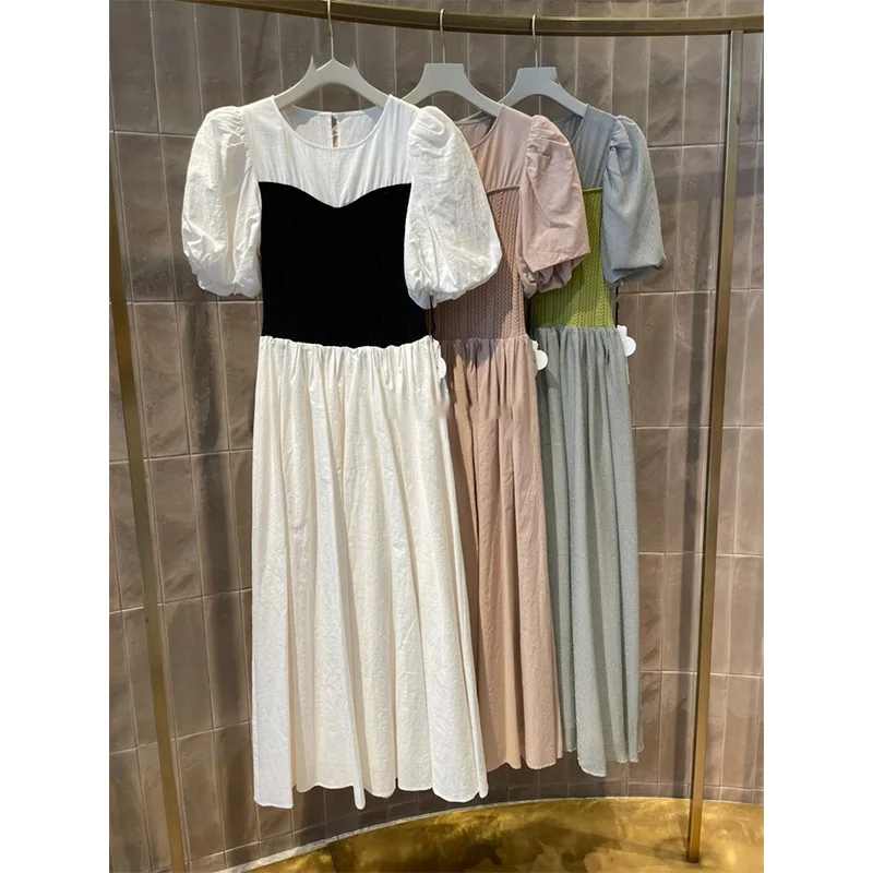Sweet Puff Short Sleeve Knit Patchwork Dresses for Women High Waist Silm Elegant Vestido Feminino 2021 Chic Soft Ol Robe
Sweet Puff Short Sleeve Knit Patchwork Dresses for Women High Waist Silm Elegant Vestido Feminino 2021 Chic Soft Ol Robe