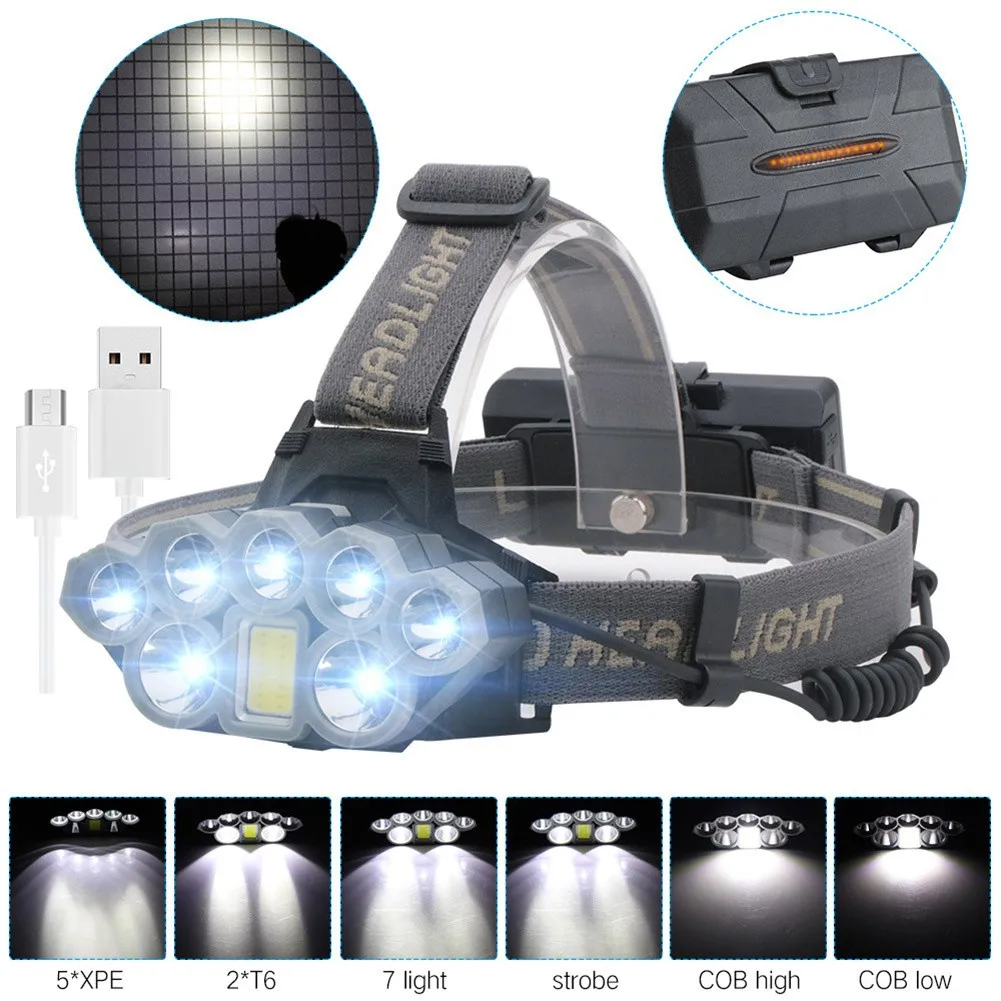 8 Modes 30000LM Head Light Torch Lamp Headlamp 6 Mode LED USB Rechargeable Flashlight Outdooor Waterproof Camping Light 2021 New
8 Modes 30000LM Head Light Torch Lamp Headlamp 6 Mode LED USB Rechargeable Flashlight Outdooor Waterproof Camping Light 2021 New