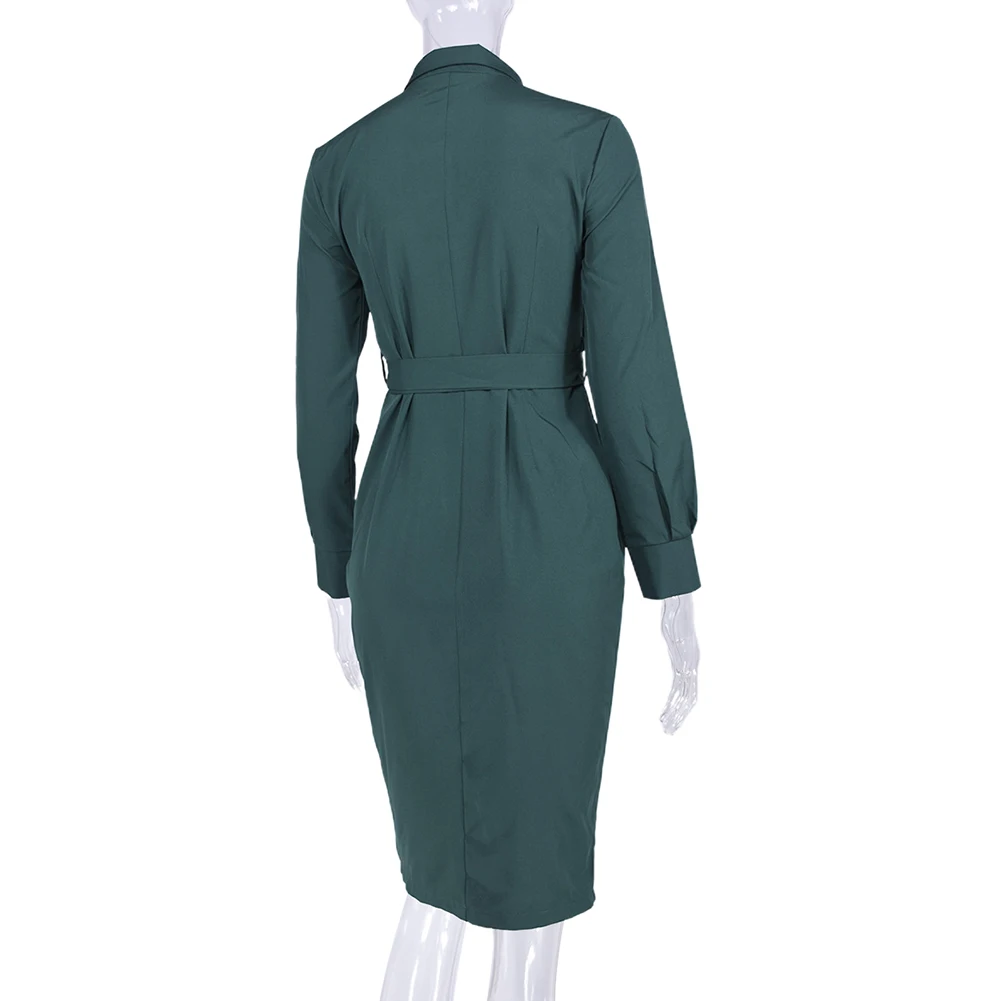 Women Solid Color Single-Breasted Button Long Sleeve Lapel Collar Party Dress Autumn Casual Dress
Women Solid Color Single-Breasted Button Long Sleeve Lapel Collar Party Dress Autumn Casual Dress