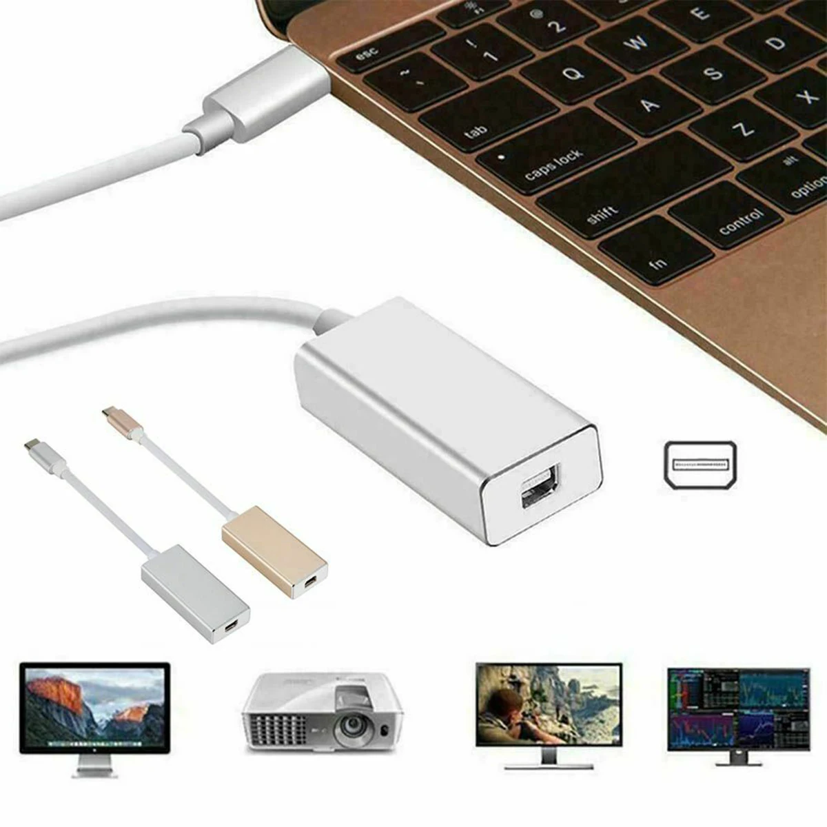 Портативный адаптер usb 3.1 Type-C в Mini Displayport 
Портативный адаптер usb 3.1 Type-C в Mini Displayport