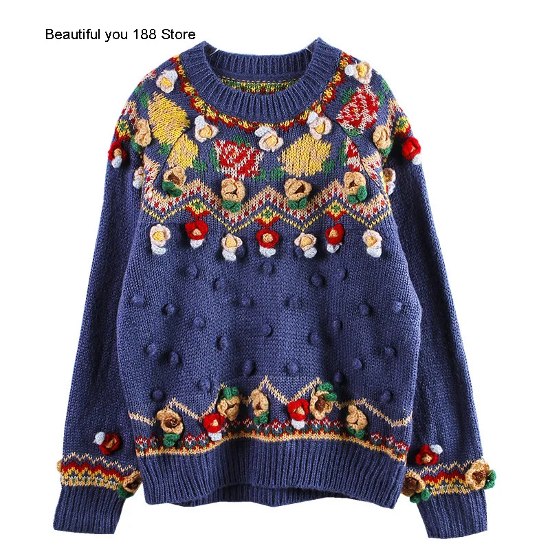 Round neck small woolen sweater women's loose three-dimensional flower T-shirt jacquard hook flower lazy wind, autumn and winter
Round neck small woolen sweater women's loose three-dimensional flower T-shirt jacquard hook flower lazy wind, autumn and winter