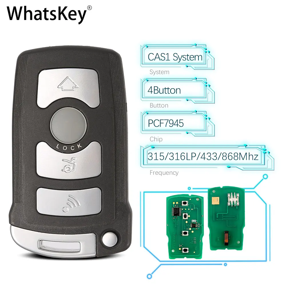Smart 4 Buttons Remote Control Key Fob 315MHz 433MHz 868MHz For BMW 7 SERIES E65 E66 PCF7945 Chip CAS1 System HU92 Blade
Smart 4 Buttons Remote Control Key Fob 315MHz 433MHz 868MHz For BMW 7 SERIES E65 E66 PCF7945 Chip CAS1 System HU92 Blade
