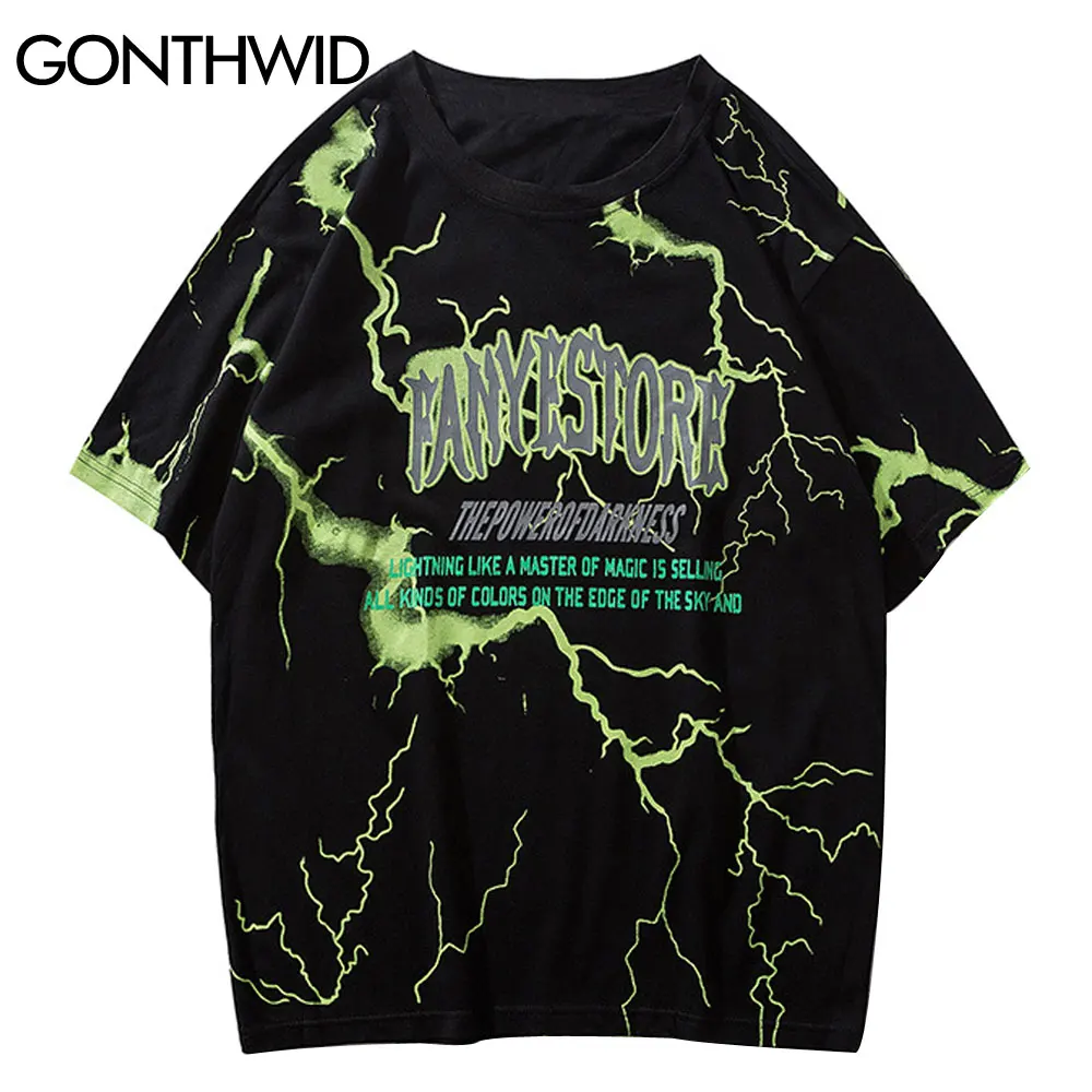 GONTHWID Oversized Tshirts Streetwear Hip Hop Lightning Print Punk Rock Gothic Tees Shirts Harajuku Casual Short Sleeve Tops 
GONTHWID Oversized Tshirts Streetwear Hip Hop Lightning Print Punk Rock Gothic Tees Shirts Harajuku Casual Short Sleeve Tops