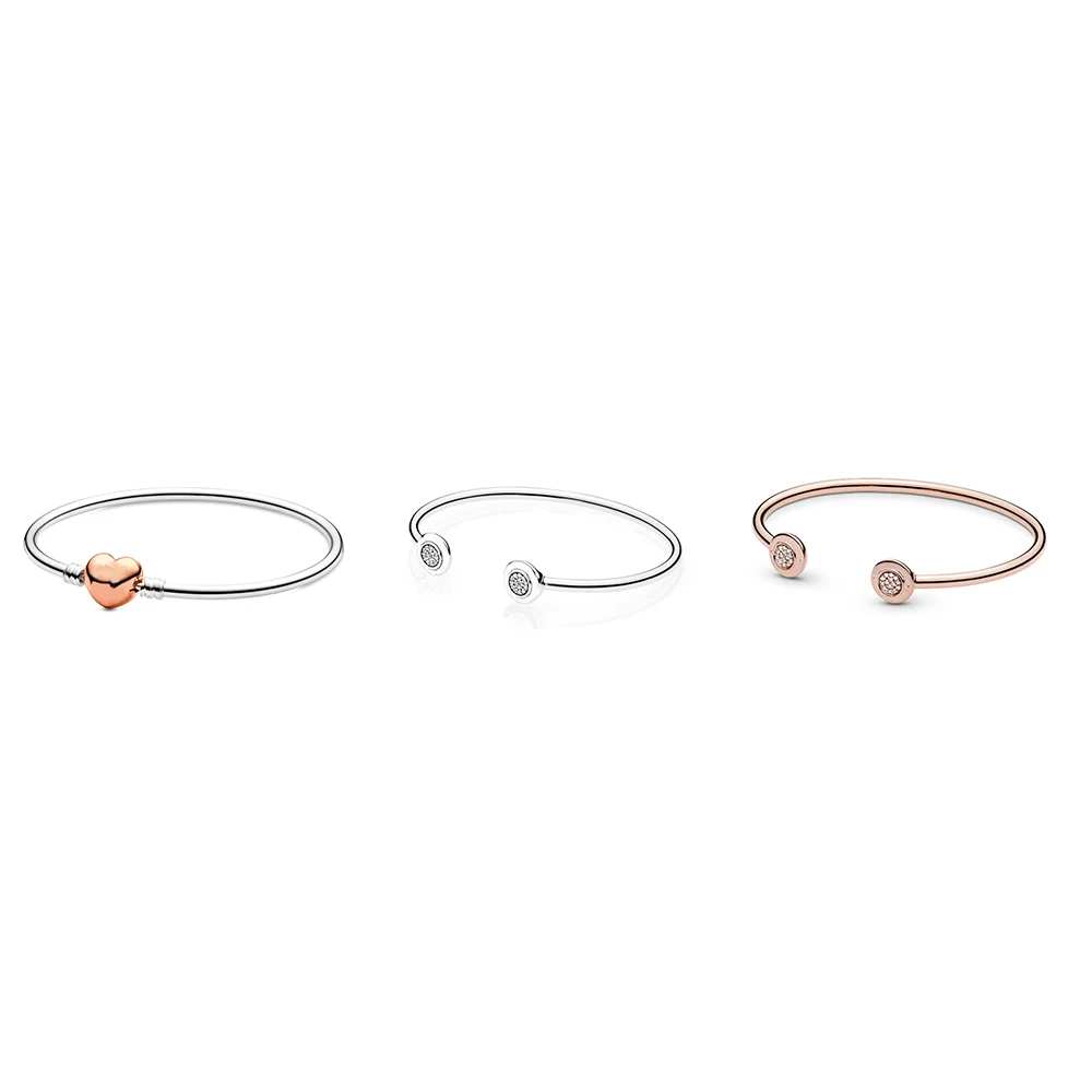 925 Sterling Silver Bracelets Rose Gold Heart Buckle Fashion Diy Round Bangles Fit For Original Charm Beads Jewelry Gift
925 Sterling Silver Bracelets Rose Gold Heart Buckle Fashion Diy Round Bangles Fit For Original Charm Beads Jewelry Gift