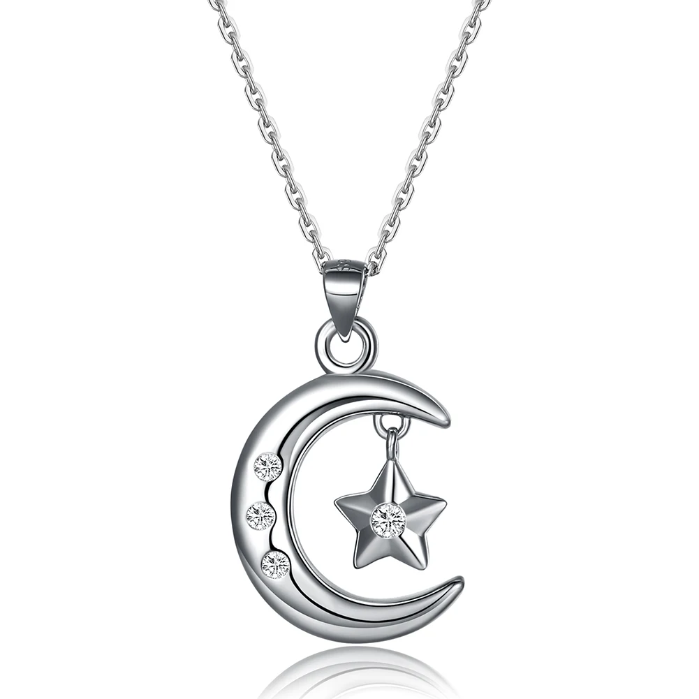 SILVERHOO 925 Sterling Silver Moon Star Pendant Necklaces For Women Shining Zircon CZ Choker Necklace Fine Jewelry Romantic Gift
SILVERHOO 925 Sterling Silver Moon Star Pendant Necklaces For Women Shining Zircon CZ Choker Necklace Fine Jewelry Romantic Gift