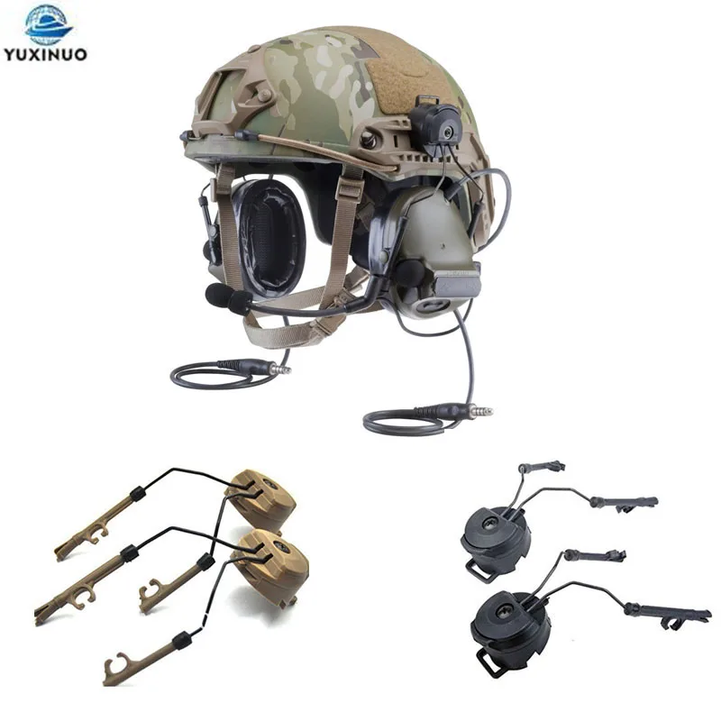 

Tactical Headset Fast Rail Mounts Adapter Set Shooting Helmet 360 Rotation Headset Holder Helmet ARC Rail Suspension Bracket