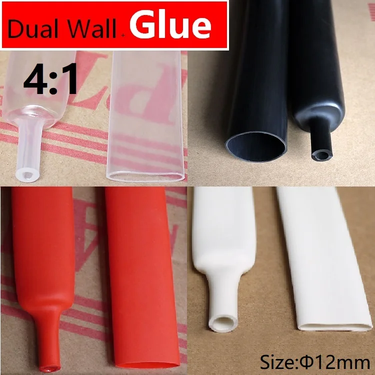 1M 12mm Diameter PE 4:1 Ratio Heat Shrinking Tube Adhesive Lined Dual Wall With Thick Glue Wire Wrap Waterproof Kit Cable Sleeve
1M 12mm Diameter PE 4:1 Ratio Heat Shrinking Tube Adhesive Lined Dual Wall With Thick Glue Wire Wrap Waterproof Kit Cable Sleeve