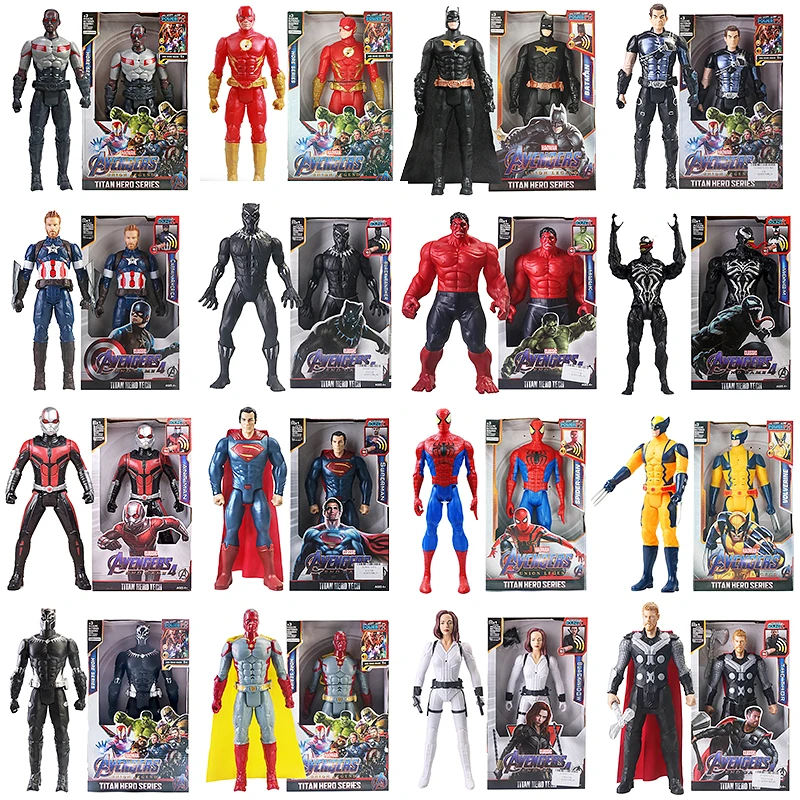 

30cm Marvel Avengers Hulk Spiderman Thor Venom Black Panther Widow Groot Collection Action Figure Model Doll for Children Toys