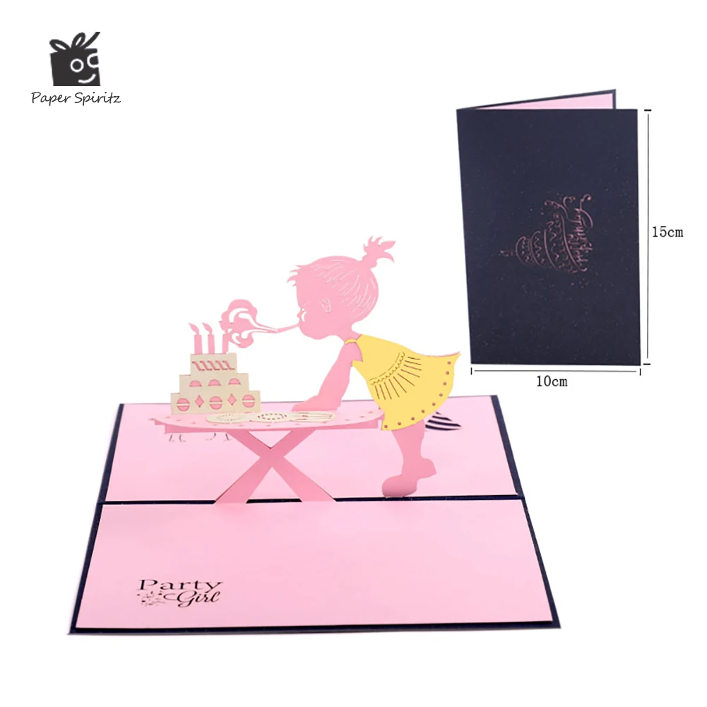 PAPER SPIRITZ girl Birthday laser paper pop up card with envelope blank invitations greeting kinderfeest verjaardag invitation
PAPER SPIRITZ girl Birthday laser paper pop up card with envelope blank invitations greeting kinderfeest verjaardag invitation