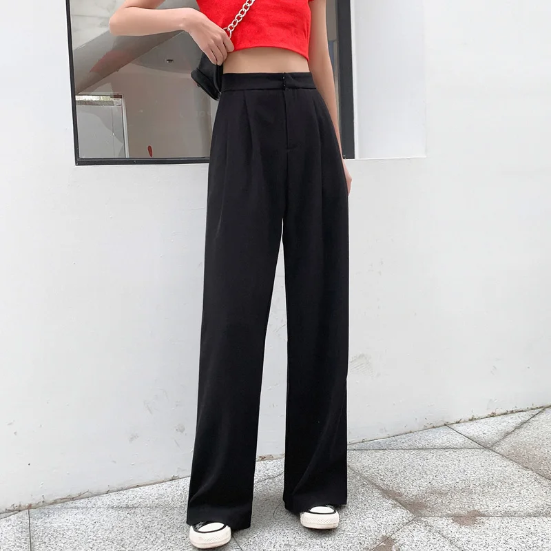 Korean Spring Summer Women Office Pants Loose Solid High Waist Trousers Casual Thin Straight Wide Leg Pants Female Clothing
Korean Spring Summer Women Office Pants Loose Solid High Waist Trousers Casual Thin Straight Wide Leg Pants Female Clothing