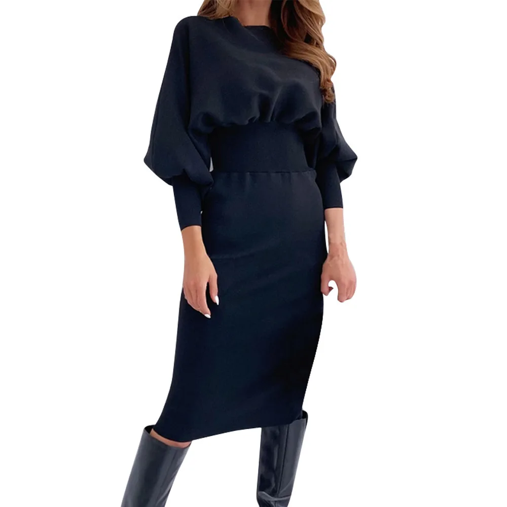 2021 European And American Casual Solid Color Round Neck Waist Knitted Shirt Sexy Hip Dress women's wear
2021 European And American Casual Solid Color Round Neck Waist Knitted Shirt Sexy Hip Dress women's wear