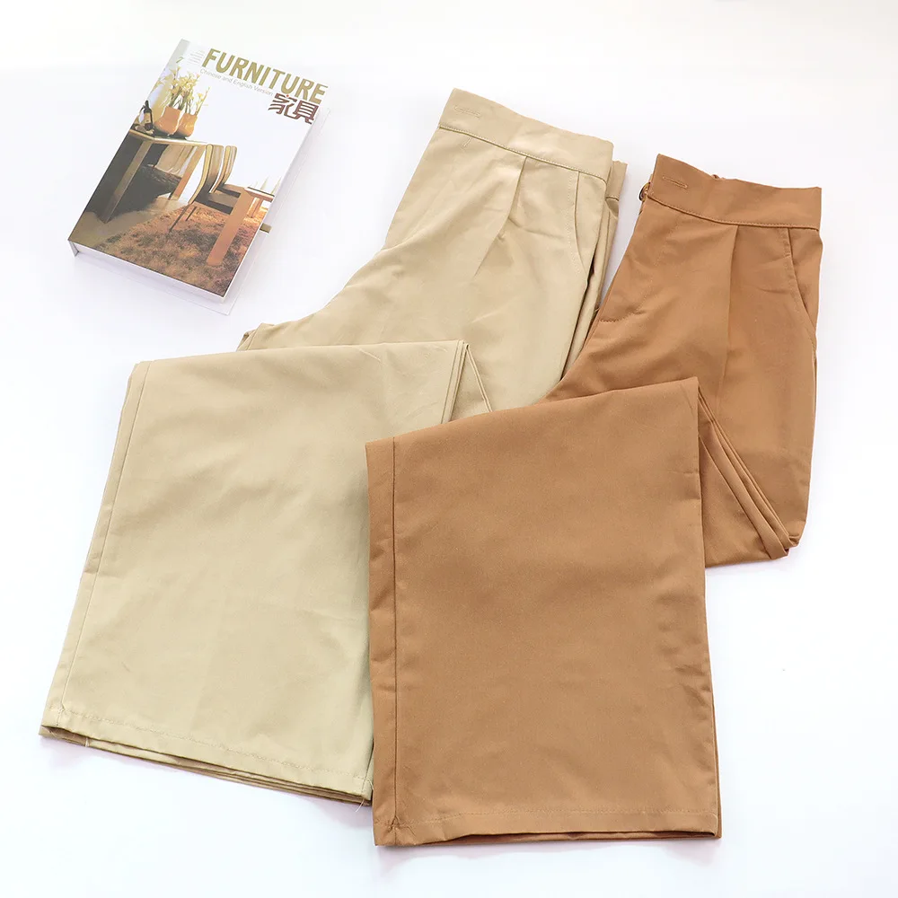 2021 spring new Korean loose Solid women bottoms pants high waist straight wide-leg pants tide Casual womens pants trousers 
2021 spring new Korean loose Solid women bottoms pants high waist straight wide-leg pants tide Casual womens pants trousers