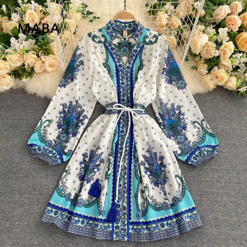 2021 spring and autumn women's dress French palace style long sleeve dress new puff sleeve loose tassel lace up A-line dress
2021 spring and autumn women's dress French palace style long sleeve dress new puff sleeve loose tassel lace up A-line dress
