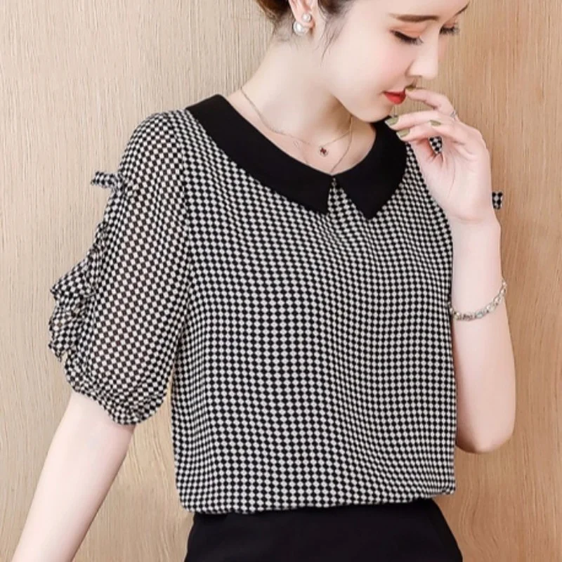 Шифоновая рубашка с принтом женская модная новинка Лето 2021 универсальный топ в Корейском стиле с кукольным воротником в иностранном стиле
Шифоновая рубашка с принтом женская модная новинка Лето 2021 универсальный топ в Корейском стиле с кукольным воротником в иностранном стиле