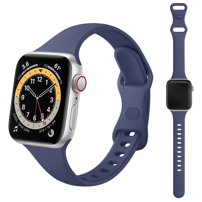 Ремешок силиконовый для Apple Watch Band, тонкий спортивный браслет для iWatch series 5 4 SE 6 7, 45 мм 41 мм 44 мм 40 мм 38 мм
Ремешок силиконовый для Apple Watch Band, тонкий спортивный браслет для iWatch series 5 4 SE 6 7, 45 мм 41 мм 44 мм 40 мм 38 мм