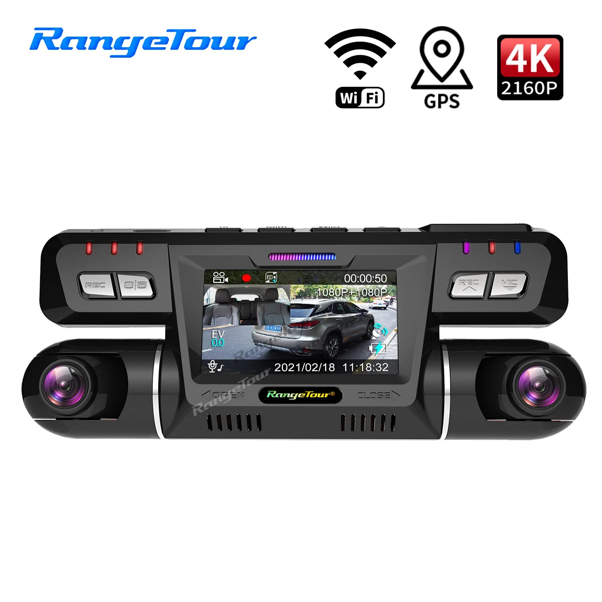 Диапазон Тур 4K 2160P Видеорегистраторы для автомобилей тире Камера Wi Fi GPS ADAS ИК