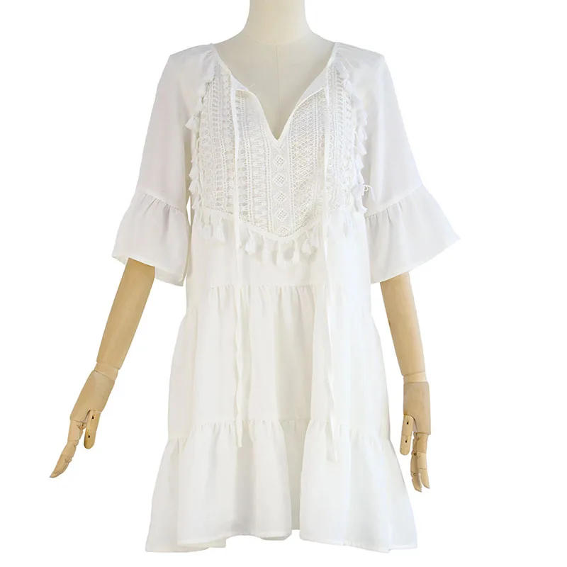 Summer Women Casual Loose Mini Dresses Ladies Ruffles Half Sleeve Shirt Party Dress New Fashion Women Tassel Dress
Summer Women Casual Loose Mini Dresses Ladies Ruffles Half Sleeve Shirt Party Dress New Fashion Women Tassel Dress