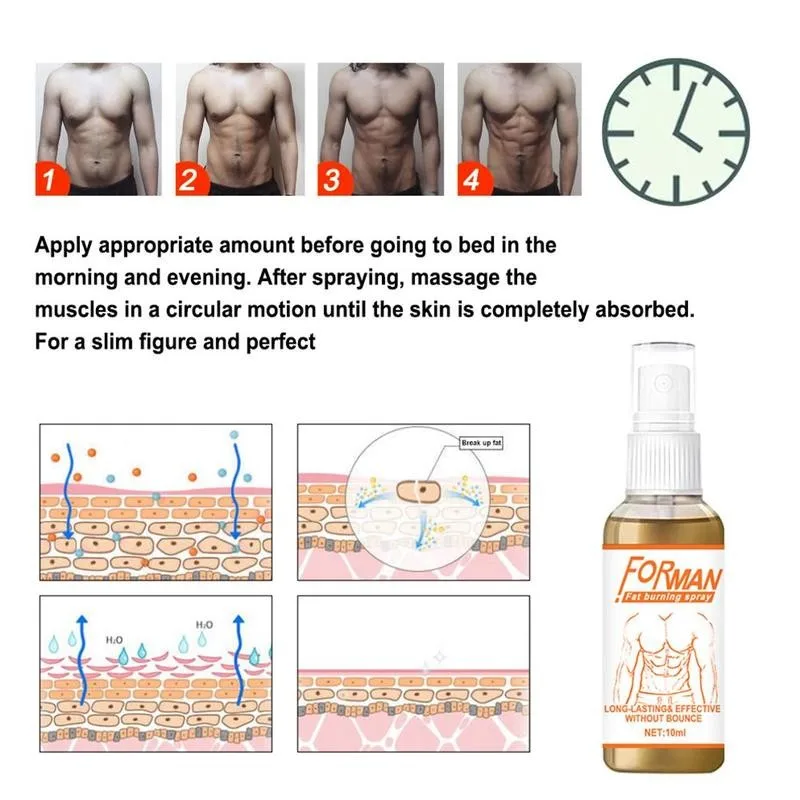 Мощный спрей для мышц живота 10 мл Антицеллюлитный сжигающий жир продукты