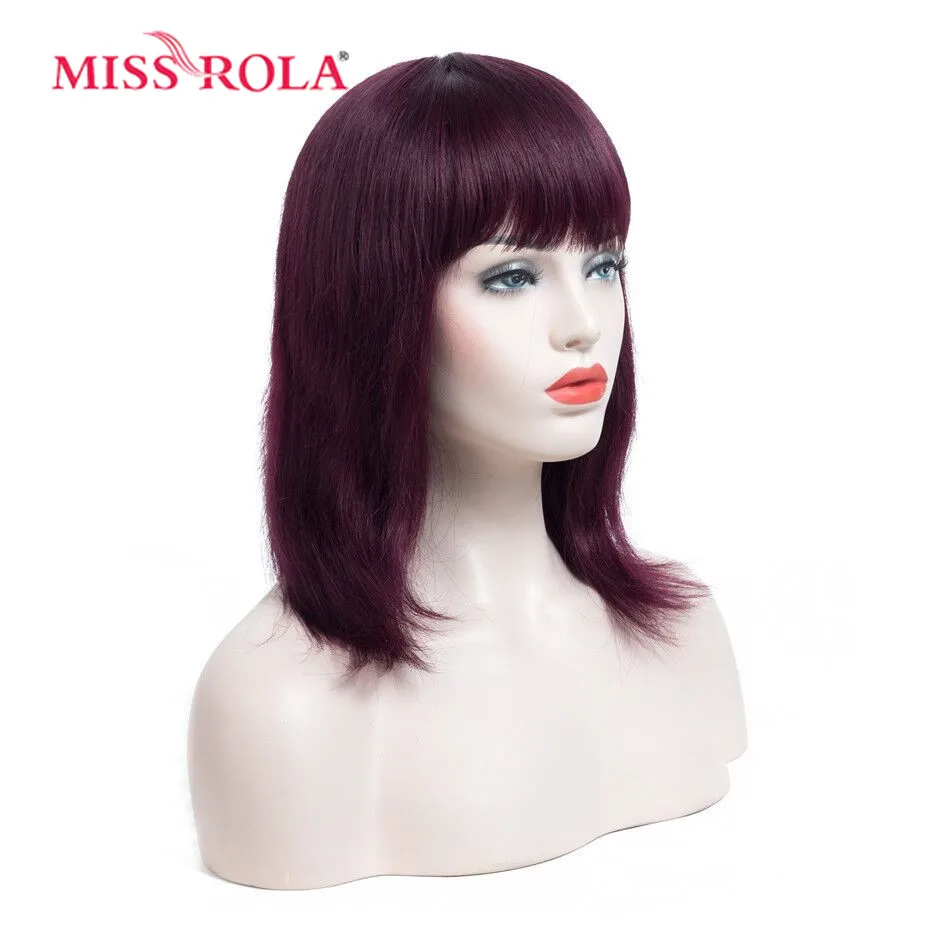 Парик MISS ROLA # 99J Боб прямой Женский бразильский не Реми 100% человеческие волосы