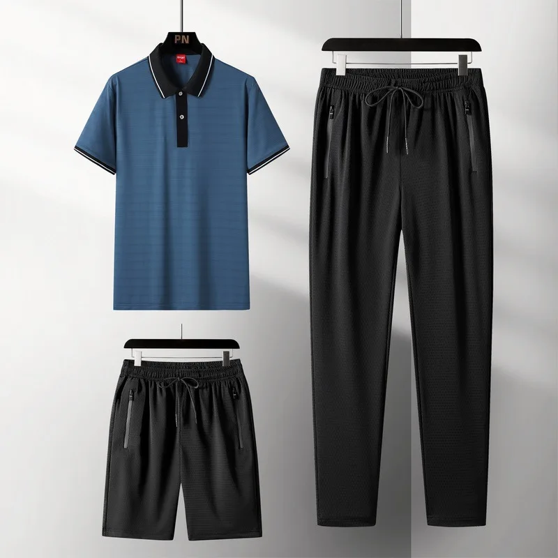2021 new Lapel short sleeve T-shorts three piece men's summer sports and leisure suit
2021 new Lapel short sleeve T-shorts three piece men's summer sports and leisure suit