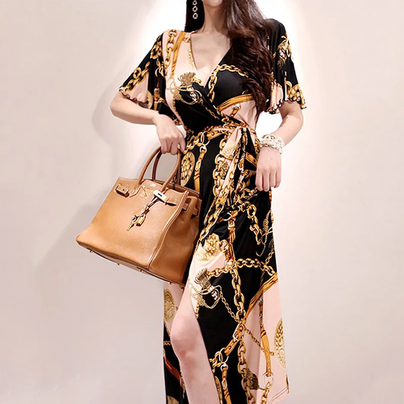 2021 Bohemian Dress Women Floor Length Batwing Sleeve V-Neck Gold Print High Elastic Silk Elegant New Summer Elastic Silk Floor
2021 Bohemian Dress Women Floor Length Batwing Sleeve V-Neck Gold Print High Elastic Silk Elegant New Summer Elastic Silk Floor