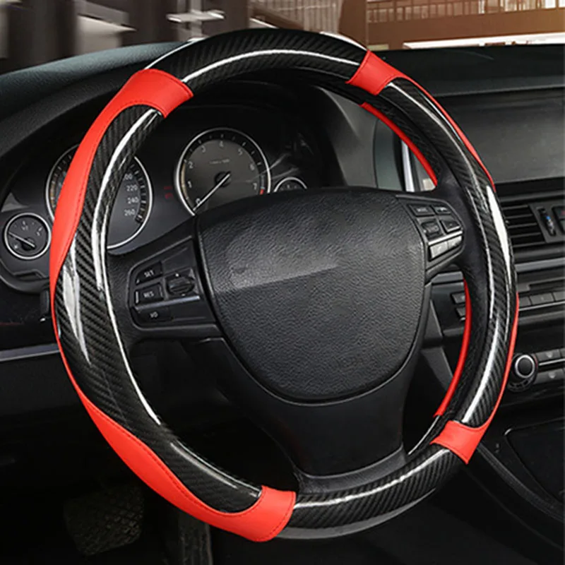 Carbon Fiber Black+Red 38cm Steering Wheel Cover Antiskid Splicing 15 Inch Exterior Non Slip For Car Useful Parts
Carbon Fiber Black+Red 38cm Steering Wheel Cover Antiskid Splicing 15 Inch Exterior Non Slip For Car Useful Parts